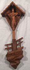 Darlin' Vintage Italian wood-carved ANRI roofed crucifix. Jesus Incredible picture