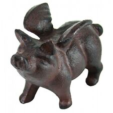Antique Replica Flying Pig Tier Tray Cast Iron Tabletop Figurine Antiqued Brown picture