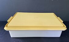 Vintage Tupperware 622  Harvest Gold Sheet Cake Carrier  Container 15” x 11” picture