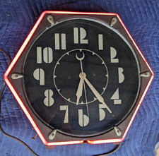 Cleveland Electric Neon Clock Hex ENCC Art Deco ColorLite READ DESCRIPTION picture