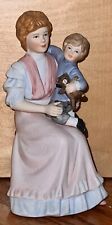 Vintage Homeco Mother Holding Son with Teddy Bear Porcelain Figurine #1460 picture