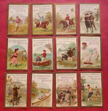 Huntley Palmers 2nd Set of 12 Victorian Trade Cards 1878 Sports Baseball Polo.. picture