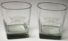 CHIVAS REGAL Etched Square Bottom Scotch Whisky Sipping Glasses PAIR 12 Year Old picture