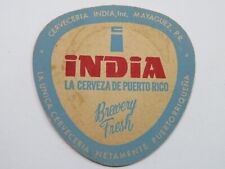 Rare BEER Coaster ~ Cerveceria INDIA: La Cerveza de Mayaguez, PUERTO RICO picture