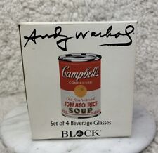 Vintage Andy Warhol Campbell’s Soup Beverage Glasses Set of 4 NEW picture