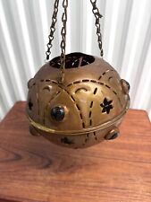 Vintage Mid Century Decorative Brass Swag Hanging Lamp picture