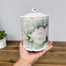 Vintage Porcelain Biscuit/Cracker Jar Pink and White picture