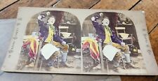 Antique Hand Tinted H Ropes Stereoview Card SATURDAY NIGHT Man Celebrating picture