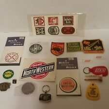 Lot Of Various Railroad Pins Patches Decals And Collectibles picture