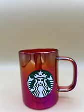 New Starbucks 2019 Christmas Holiday Red Iridescent Glass 14oz Coffee Mug picture
