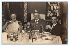c1910 Birthday Party Hat Roudeins Mystifiers Men Woman Wine RPPC Photo Postcard picture