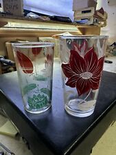 Vintage Glass Lot Of 2 Peanut Butter Poinsettia Floral Flower picture