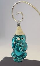 Vintage Christmas Ornament DOG IN CONICAL HAT Teal Blue Mica West Germany 4.75