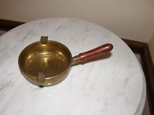 9412) Vintage Brass Ashtray with Wood Handle picture