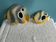 Vintage Hand Painted  Wooden Tropical  Fish Decor Beach Lake Home set of 2 picture