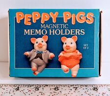 2 Pc Set 🐷 PEPPY PIGS magnetic memo holders,New Old Stock,1990's Collectibles picture