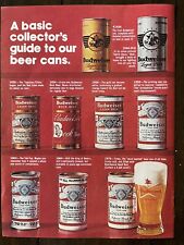 Vintage 1976 Budweiser Ad Depicting A Collectors Guide To Their Cans. ￼￼ picture