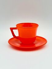 Vintage Hazel Atlas Platonite Orange Cup & Saucer Childs 2.5
