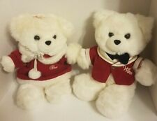 Vintage Pair of Dan Dee Winn & Dixie Plush Holiday Teddy Bears 12