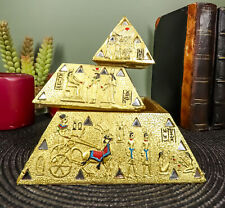 Egyptian Golden Hieroglyphic Pyramid Of The Gods Stackable Jewelry Box Statue picture