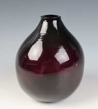 Antique Free Blown Amethyst Glass Bottle Vase Globular Vessel Purple Globe picture