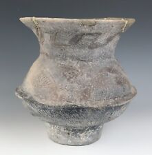 Antique Ancient Thailand Incised Pottery Vessel Jar Thai Black Gray Asian picture