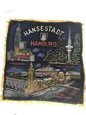 Vintage Hamburg Germany velvet pillow cover Fringe St. Pauli Landungsburcken picture