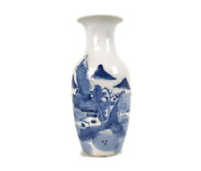 antique Japanese blue white vase hand painted decorative  picture