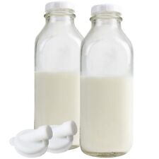 The Dairy Shoppe Heavy Glass Milk Bottles - Jugs with Lids and Silicone Pour ... picture