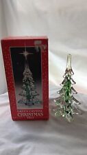 Vintage Crystal Glass Swirl Christmas Tree Figurine in Box 7.5