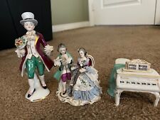 Antique FRANKENTHAL Germany Figurines Man, Piano and Couple playing instruments picture