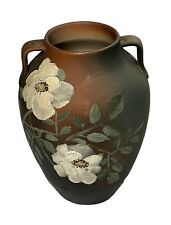Antique Rookwood Pottery Vase Double Handled Early Slip Glaze Matte Wild Rose picture