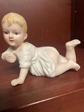 Bisque Porcelain Blond Piano Baby Crawling 5” Marked 23/115 Vintage picture