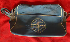 Pan Am 70’s Vinyl Messenger Carry On Bag W/ Adjustable Strap Some Marks picture
