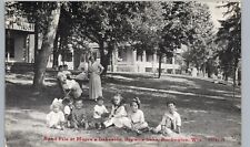 KIDS SAND PILE BROWN'S LAKE burlington wi original antique postcard moore's picture