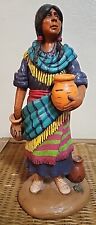 Vintage Native American Florentine Art Studio Standing Woman Pottery 13.5