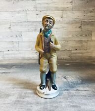 Vintage Bisque Porcelain Old Man With a Pipe and Rifle Gun Figure Figurine  picture