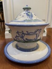 M A Hadley Hand Painted Large Soup Tureen Underplate & Lid Farm Cow Horse Pig picture