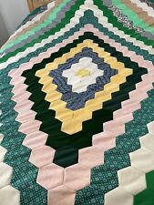 Vintage Extra Large Polyester Quilt Top, Hexagon Pattern, 112 x 122” picture