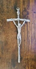 Vintage Heavy Silver Metal Made In Italy Crucifix INRI Catholic picture