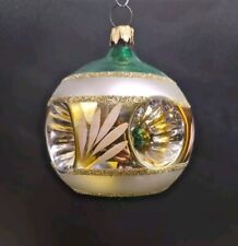 Vintage Quadruple Indent Painted Glass Christmas Ornament- 3.5