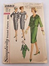 VINTAGE 1959 SIMPLICITY PATTERN #2882 MISSES Dress & Jacket Size 16, Bust 36 picture
