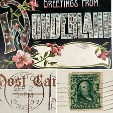 Postcard MA Large Letter Greetings from Wonderland Revere Massachusetts 1907 picture