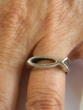Vintage Sterling Silver 925 Ichthus Christian Fish Ring Sz 7 picture