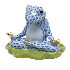 HEREND,  YOGA FROG,  BLUE FISHNET,  #VHB-05793,  BRAND NEW, MINT & BOX picture