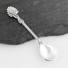 Seashell Handle Salt Spoon - 925 Sterling Silver - Mustard Serving Sea Shell NEW picture