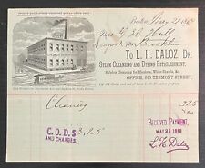 L. H. DALOZ - STEAM CLEANSING & DYEING ESTABLISHMENT - BOSTON MASS 1889 BILLHEAD picture