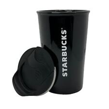Starbucks Black Ceramic Travel Tumbler Mug w/ Lid 8 oz picture