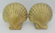 Vintage Heavy Duty Nautical Beach Shell PMC BRASS Bookends Book Ends Library picture