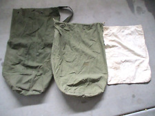 Vintage WW2 Era US Military Bag Lot Green Duffle Duck Canvas Laundry Pouch Set picture